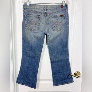 Y2K 7FAM Pink A Pocket Capri Jeans USA MADE Vintage 7 For All Mankind 29